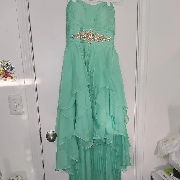 Anny Lee | Dresses | Anny Lee Mint Green Prom Dress With Gold Detailing |  Poshmark